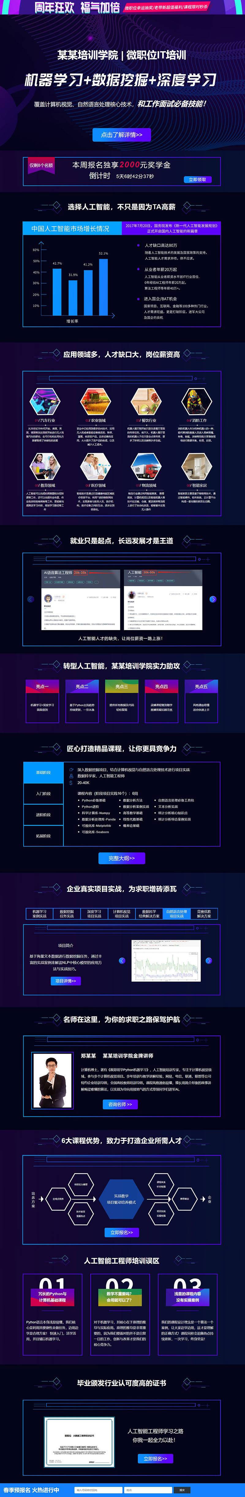 织梦dedecms人工智能IT培训机构宣传专题落地页模板